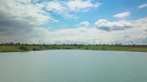 Flight Over Lake and Landscape