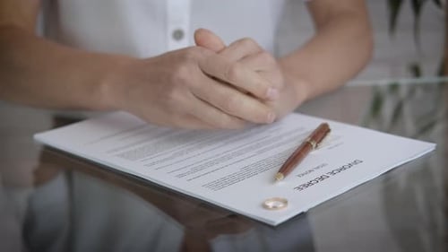 Divorce decree on the table.