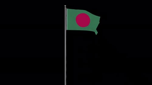 Realistic Bangladesh Flag Waving on Pole Animation