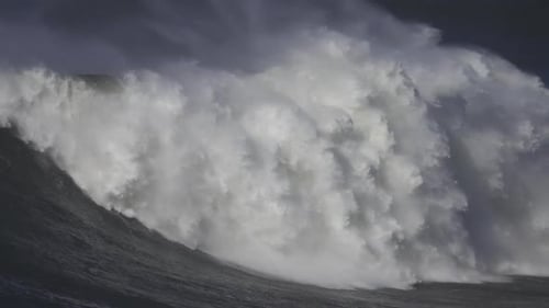 Large Wave Rolling on Surface of Stormy Ocean