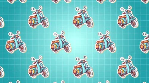 Animated Scooters Repeating Pattern Motion Background
