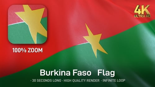 Burkina Faso National Flag Waving Animation