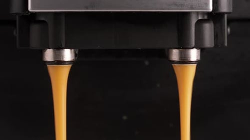 Espresso Machine Pouring Coffee Close Up