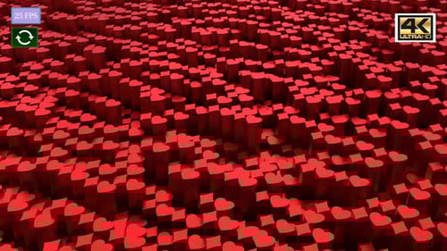 Geometric Red Hearts Pulsating Background Animation