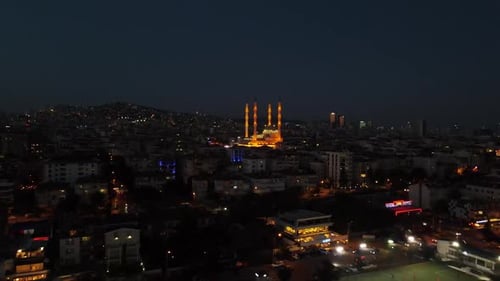 Aerial View Mosque at Night