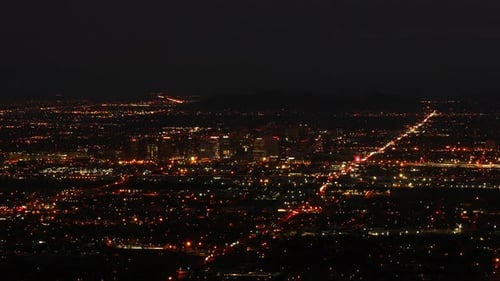 Downtown Phoenix Sunrise Aerial Wide Angle