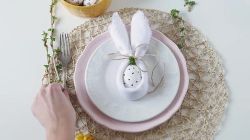 Festive Easter Table Setting with Decorated Egg