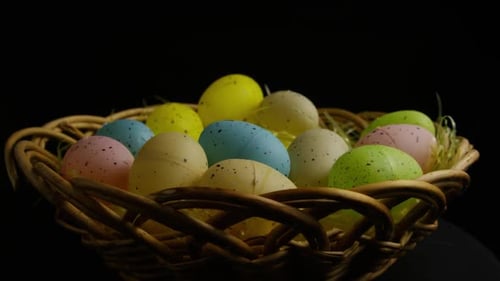 Easter Eggs in a Woven Basket