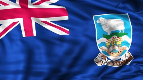 Realistic Falkland Islands National Flag Waving Animation