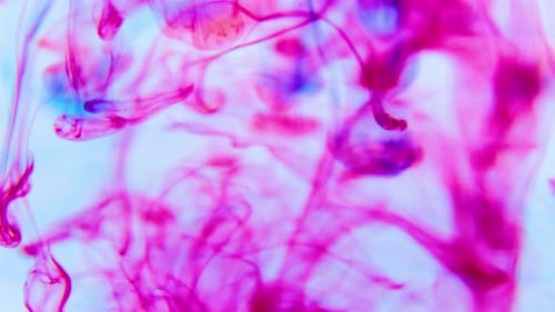 Abstract Pink Ink Swirls in Liquid Background