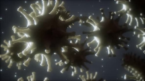 Animated Futuristic Virus Cells Moving In A Dark Background