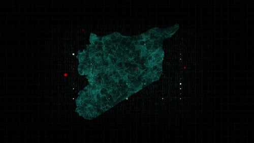 Futuristic Digital Syria Map with Plexus Network Animation