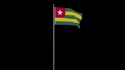 Realistic Waving Togo Flag on Pole Animation
