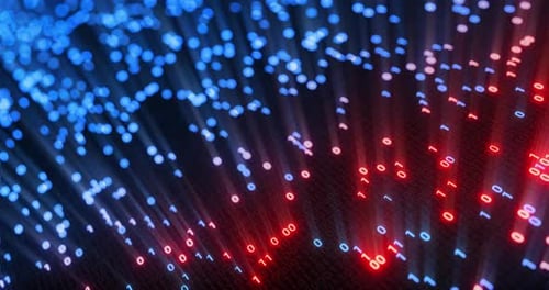 Hacking digital binary code matrix 01 background loop.