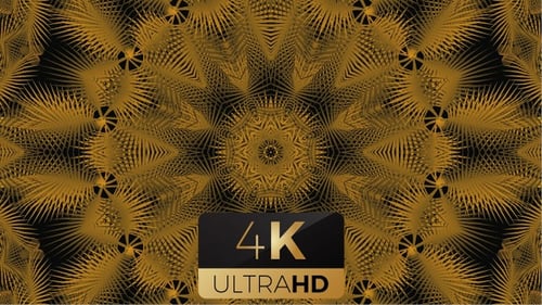 Golden Geometric Fractal Looping Background Animation