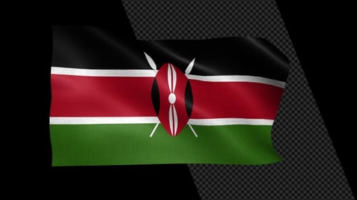 Waving Kenya National Flag Animation Alpha Channel