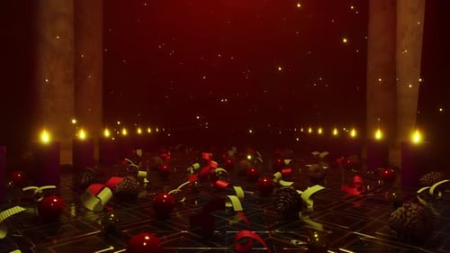 Festive Christmas Candles and Decorations Loop Background