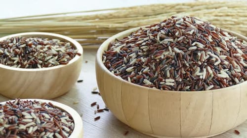 Rice in Wooden Bowls