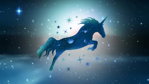 Magical Unicorn in Starry Space Background Animation