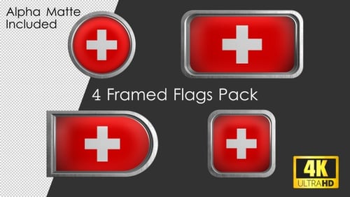 Waving Swiss Flags with Metallic Frames Pack