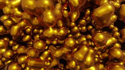Abstract Golden Liquid Metaballs Morphing Flowing Animation