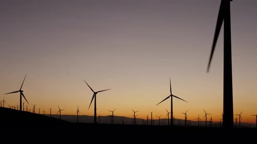Wind turbines at dawn in California
