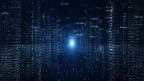 Futuristic Digital Data Tunnel Flow Background Animation