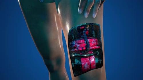 Bionic Human Leg with Exposed Futuristic Internal Mechanism