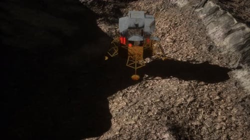 3D Realistic Lunar Lander Descending on Moon Surface