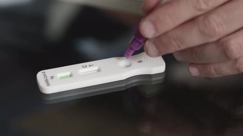 Hands Administering Rapid Antigen Covid Test Close Up
