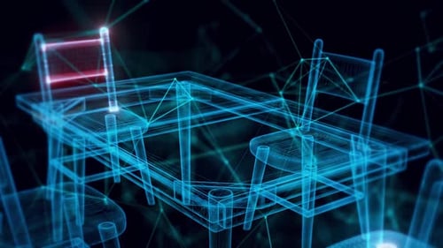 Dining Table And Chair Hologram Close Up Hd