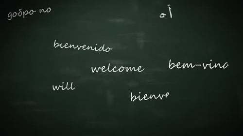 Chalkboard Welcome Message in Multiple Languages Animation