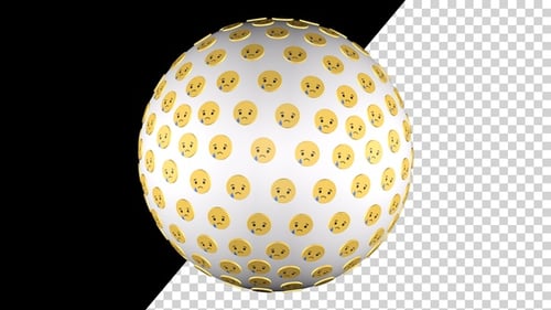 Animated Crying Face Emoji Sphere Rotating Loop
