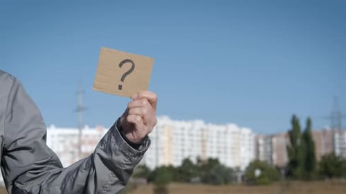 Woman Hand with Questions.