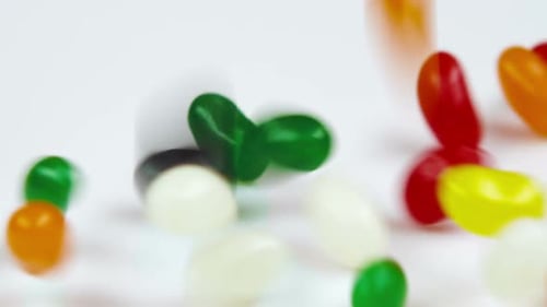 Jelly Beans hüpfen.