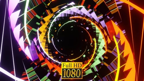 Tunnel Multi Colored Pipe Vj Loop HD