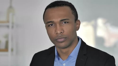 No, Casual Afro-American Businessman Rejecting Offer By Shaking Head