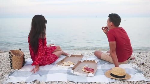Family Having a Picnic on the Beach