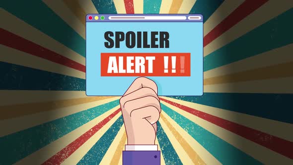 Hand Holding Browser with Spoiler Alert Text in Retro Style ...