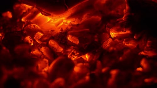 Burning coal