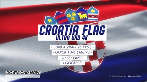 Realistic Waving Flag of Croatia with Emblem