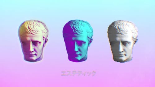 Vaporwave Statue Heads Background Loop