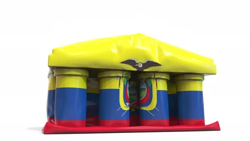 Deflating Bank or Government Building with Flag of Ecuador