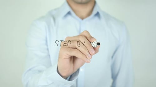 Adult Writes Step By Step With Marker