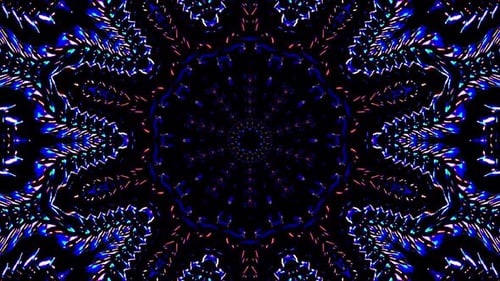 Abstract Glowing Kaleidoscope Symmetrical Pattern Looping Background