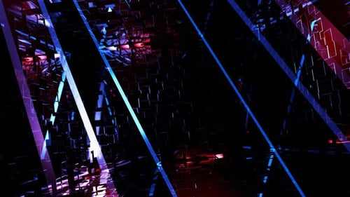 Futuristic Neon Grid Tunnel Digital Background Loop