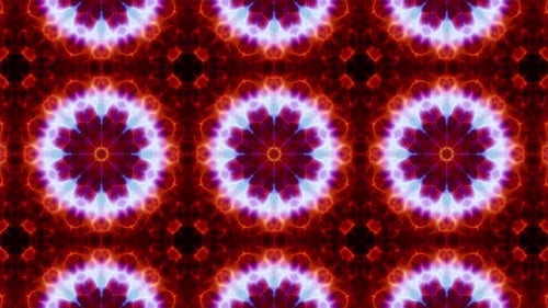 Fractal Red and Blue Kaleidoscope Fire Background Loop 4K 12