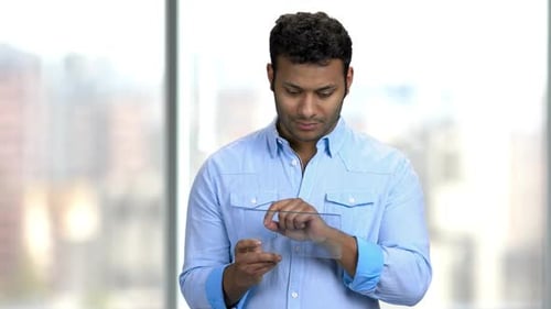 Business Man Using Transparent Digital Tablet.