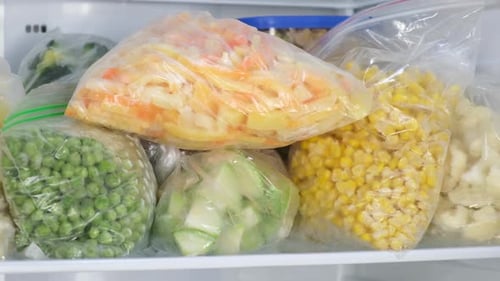 Frozen Vegetables Stored Inside Home Freezer