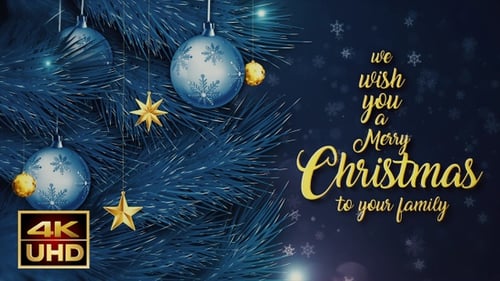 Animated Christmas Greeting with Decorated Fir Tree and Ornaments